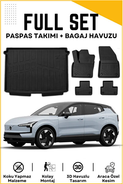ko kaliteoto Volvo EX30 Havuzlu Paspas Ve Bagaj Havuzu Seti Tam Uyumlu Yeni