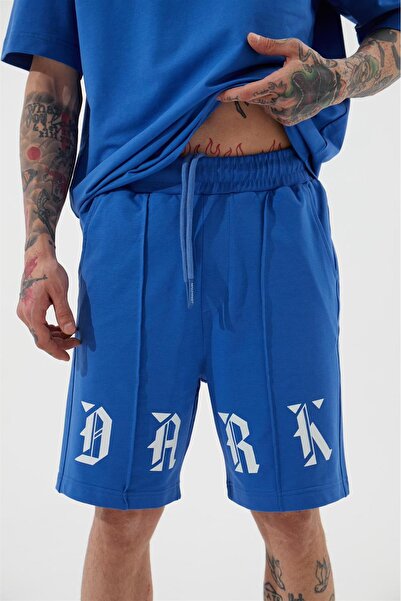 Machinist Men's Dark Printed Relaxed Shorts Light Blue