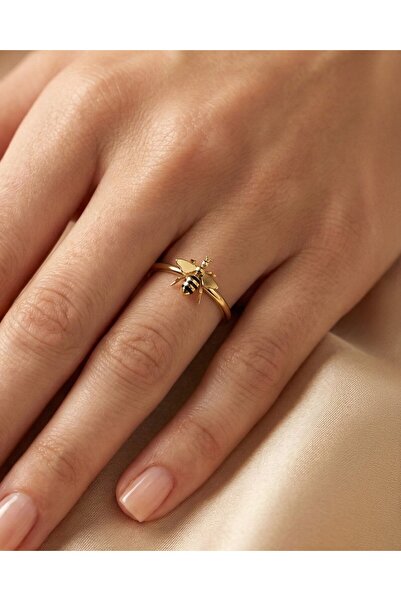 İNDİGO TAKI Mineli Arı 14 Ayar Altın Yüzük