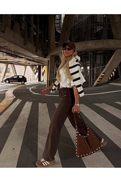 RumyaCollection Γυναικεία τσάντα ώμου με λεπτομέρεια με καρφώματα, casual vin...