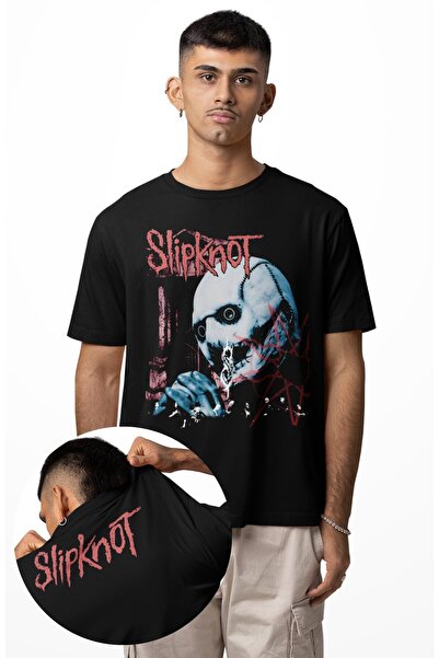 Fuddy Moda تي شيرت أسود للجنسين من Vintage Slipknot Ense مطبوع، تي شيرت ذو طابع فرقة الروك قصة فضفاضة