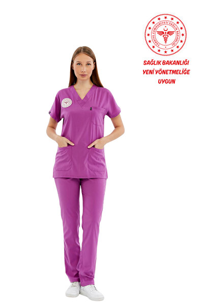 Çatı Medikal basic - Ebe Formație material elastic Scrubs (Unisex) (Conform noului reglementare - Byzantium) (Echipă)