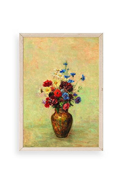 CT STONES Flower in Vase Wooden Framed Painting