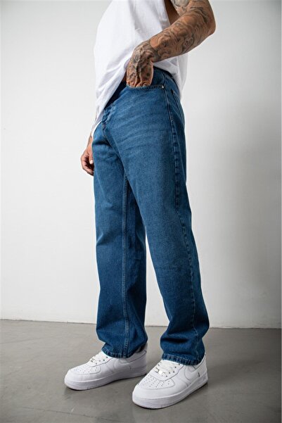 Machinist Ανδρικό παντελόνι τζιν χαλαρό και φαρδύ με εφέ μπλε