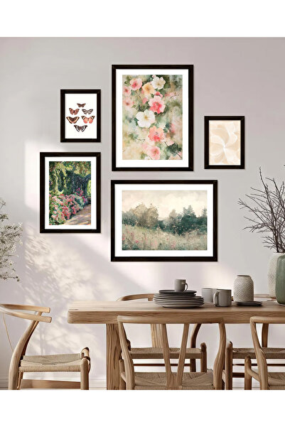 Vetro Design Bahar Bahçesi Konuğunuz Çerçeveli Tablo Set