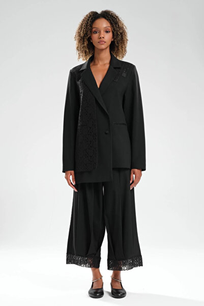 it's basic Tw3 Kadın Dantel Detaylı Kruvaze Tasarım Blazer Ceket