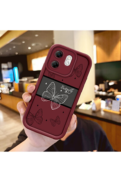 ucuc حافظة هاتف Infinix Smart 9 متوافقة مع حزام السيليكون العنابي المزخرف ومق...