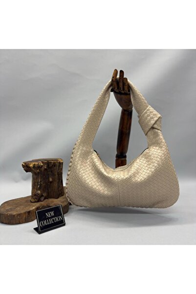 RumyaCollection Women's Mini Shopper Braided Cream Hand and Shoulder Bag