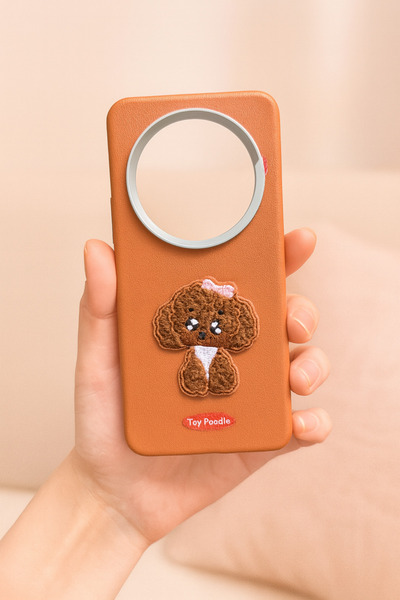 MustCase Redmi 14C Case Cute Poddle Embroidered Leather Look Flexible Protective Phone Case