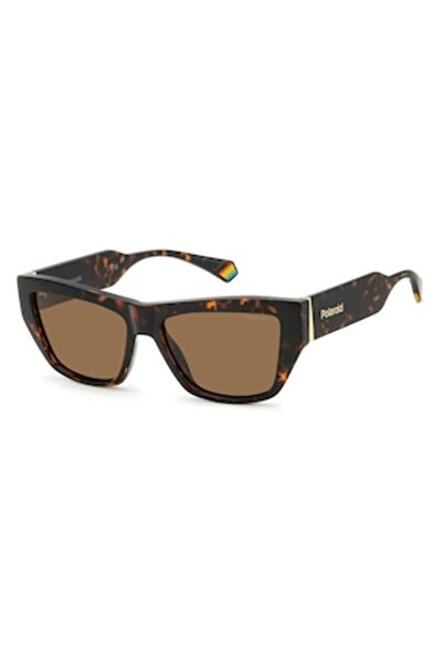 Polaroid Cat-eye Polarized Sunglasses, Dark Brown / Ochre Brown, 55-16-140
