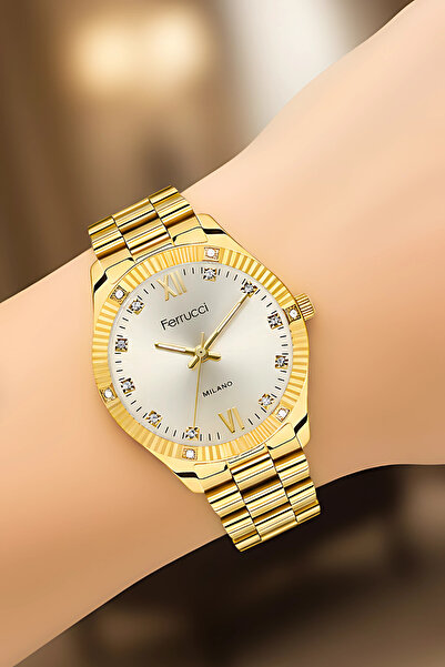 Ferrucci Steel Cord Steel Case Women Wrist Watch Gold Sdfer188