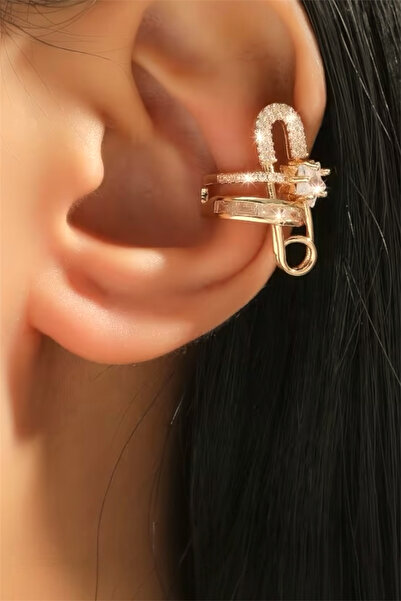 Çengel Kulak Bileziği Ear Cuff Zirkon Taşlı Küpe