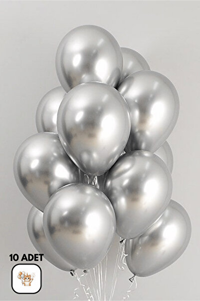 BALOMİS Krom Gümüş Parti Balonu Helyum Uyumlu Organizasyon Süsleme