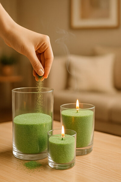 Şahane Pazar Dekoratif Toz Mum Kum Taneli Mum Granülü, Şeffaf Kaplarda Kullan...