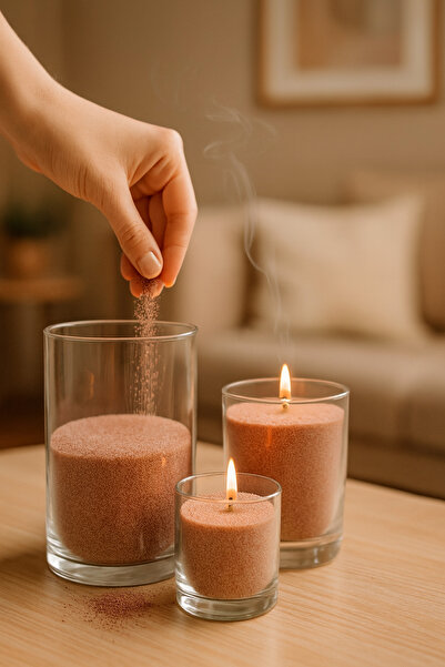 Şahane Pazar Dekoratif Toz Mum Kum Taneli Mum Granülü, Şeffaf Kaplarda Kullan...