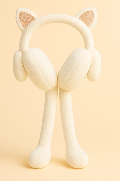 Katia&Bony Παιδικά βελούδινα ακουστικά με αυτιά γάτας εκρού