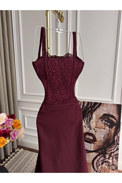 NIRA DRESSES Burgundy lace dress