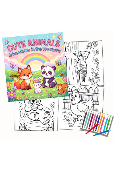 OBRO Παιδικό Βιβλίο Ζωγραφικής – Χαριτωμένα Ζωάκια – 40 Εικονογραφήσεις, Χοντ...