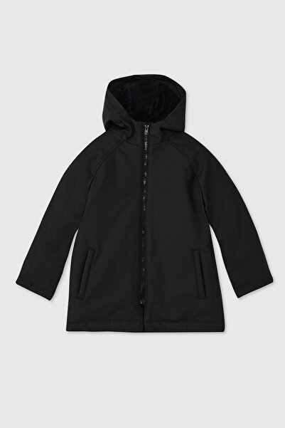 Panço Erkek Çocuk Kapüşonlu Siyah Mont