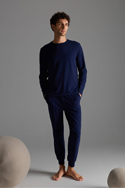 Syah Erkek Pamuklu Uzun Kollu Pijama Takımı