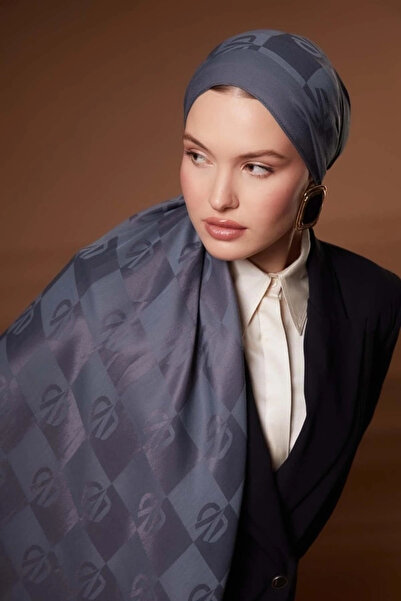Levidor Kare Lvd Printed Nai̇a Jacquard Shawl-Denim Blue