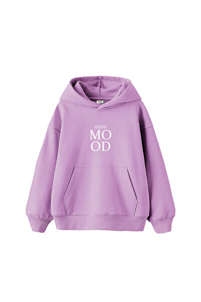 Sekizbiraltı Good Mood Printed Oversized Unisex Purple Hoodie