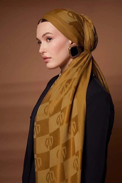 Levidor Kare Lvd Printed Nai̇a Jacquard Shawl-Olive Green