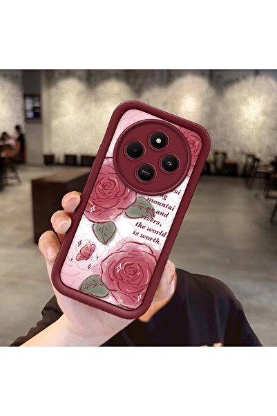 ucuc جراب حماية من السيليكون باللون الأحمر الداكن بنمط الوردة الجميلة متوافق ...