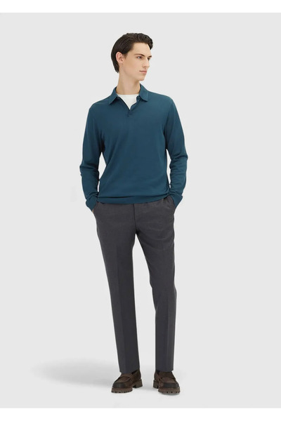 Ramsey Anthracite Plain Fabric Regular Fit Classic 100% Wool Trousers