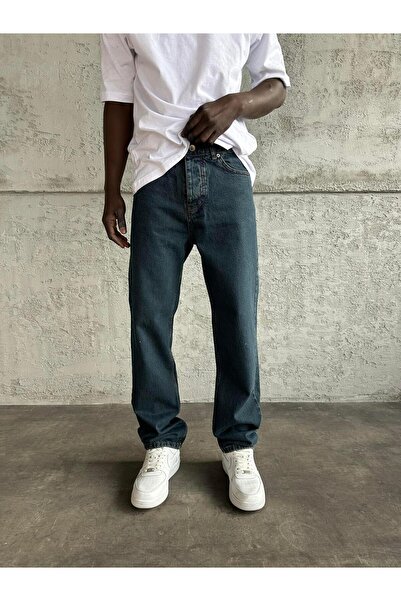 KağanKY Navy Blue Washed Baggy Jeans