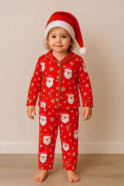 Bilge Trend Santa Claus Snowflake Patterned Christmas Themed 3-Piece Combed C...