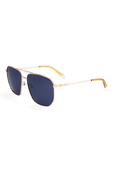 Polaroid Aviator Polarized Sunglasses, Gold/Yellow, Blue Lenses, 59-15-145
