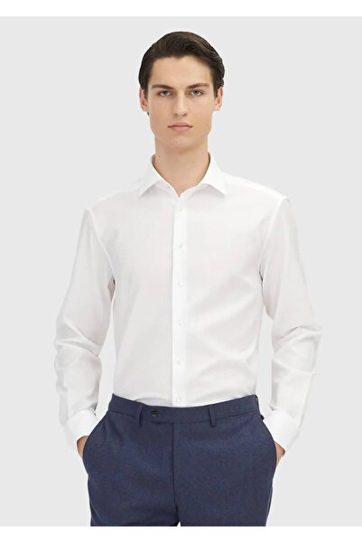 Ramsey White Plain Regular Fit Woven Classic 100% Cotton Shirt