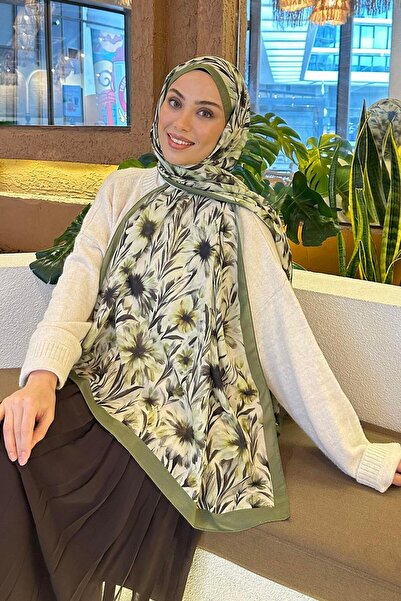 lamelif Daisy Flowers Pattern Soft Cotton Shawl Island Tea