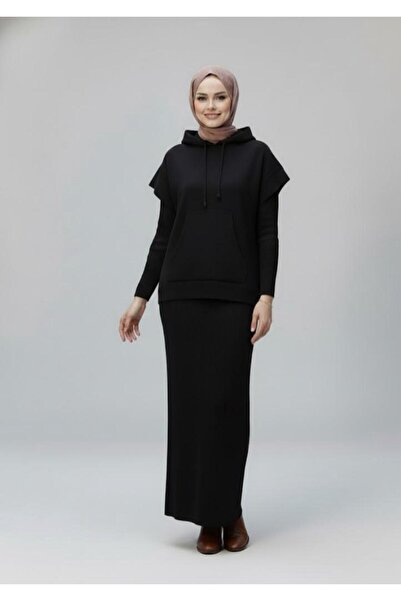 Flavus Puella فستان نسائي طويل ببطانة - طقم تريكو مكون من بغطاء رأس جيوب