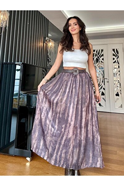 Atelier Derin Φούστα με ζώνη σε καφέ αποχρώσεις με αιθέρια στοιχεία