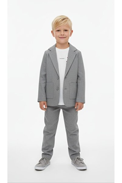 Dmb Boys' Thin Linen Natural Fabric Short Sleeve Badi Jacket Pants Sports Set