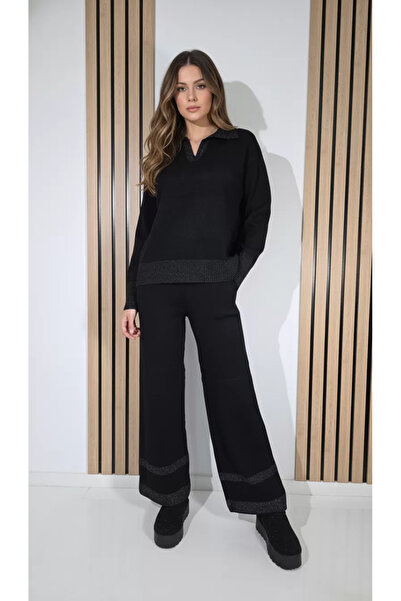 Zaira Women's black Eliza 2-piece knit suit #A1279 - S/M