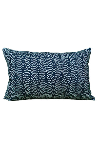 Alacastore Husă de pernă dreptunghiulară Albastru închis Alb Model geometric ...