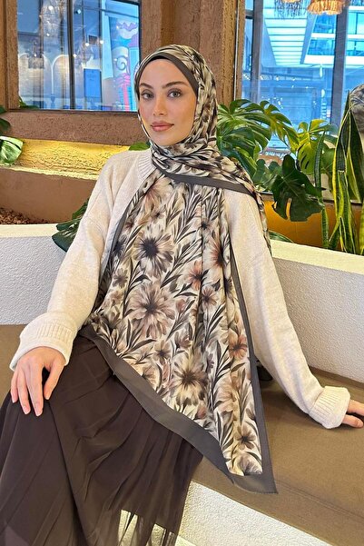 lamelif Daisy Flowers Pattern Soft Cotton Shawl Water Green