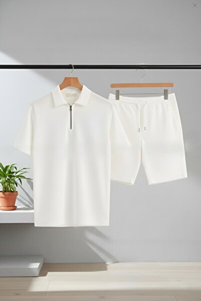 Risil-Nu Company طقم تي شيرت وشورت من قماش فورتكس بسحاب نصفي للموسم الجديد، ق...