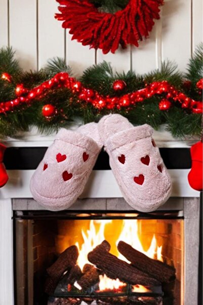 SWORD Winter Women's House Slippers |   Small Heart Embroidered Rabbit Fur |   Non-Slip Base