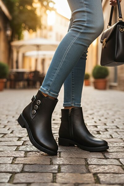 ZAYMON , İTHAL TOKALI SİYAH MAT CİLT RENGİNDE 1. SINIF KALİTELİ ORTAPEDİK GÜNLÜK GİYİM CASUAL BOT