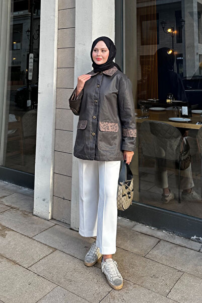 LOCCO Women's Trench Coat with Epaulettes Brown