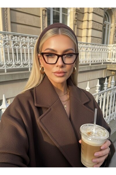 Goldmine Women's Cat Eye Square Blueblock Blue Light Protection Glasses Brown