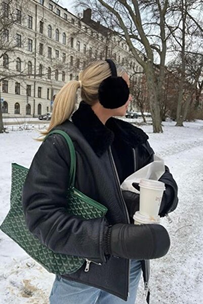 H&E DESIGN Katlanabilir Krem Rengi Soğuktan Koruyan Peluş Kulaklık