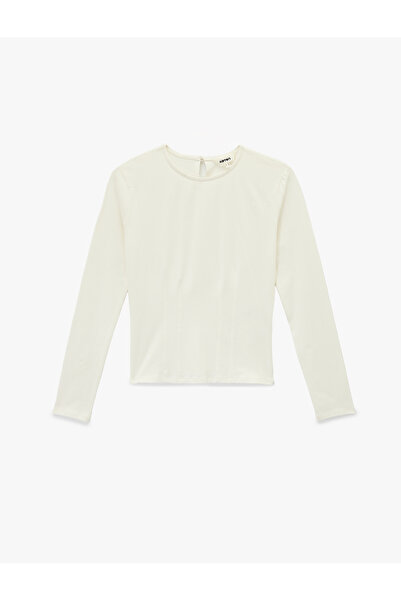 Koton Cotton Slim Fit Stitch Detailed Long Sleeve Crew Neck T-Shirt