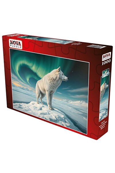 Nova Puzzle 1000 Piece White Wolf under the Aurora Puzzle