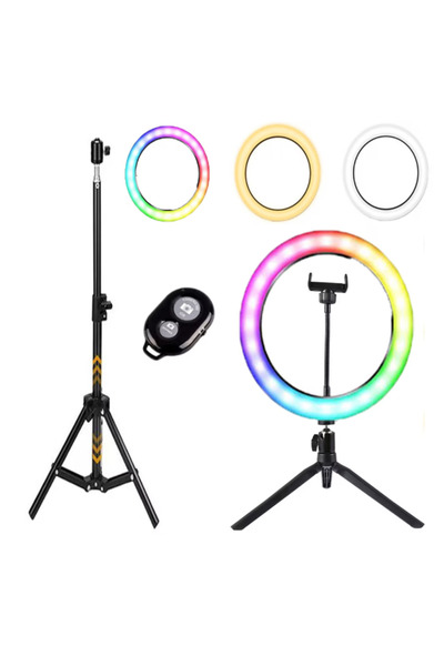 SDEPOT ® circular lamp, RGB, 30 cm, USB, phone holder, with large and small t...