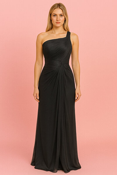 Hüseyin Baştürk Şifon Tek Omuz Abiye